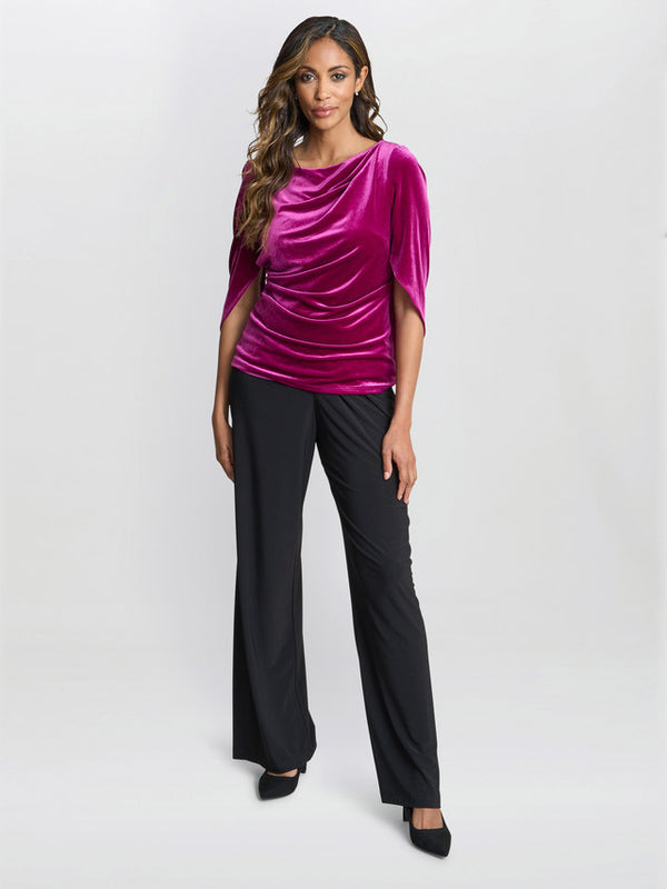gina bacconi Merna draped velvet top Fuchsia