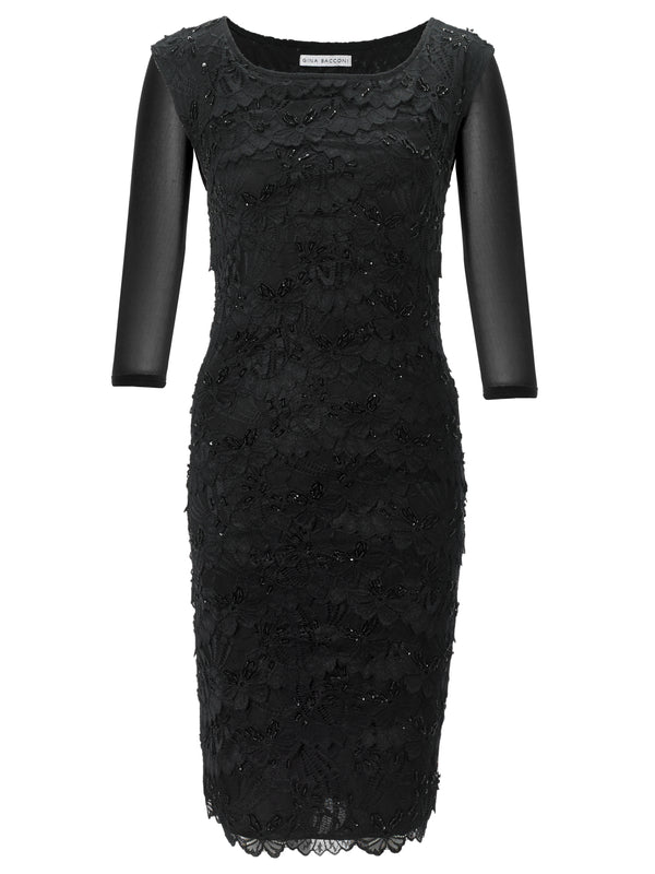 Gina Bacconi Mesh Sleeve Under Top BLACK