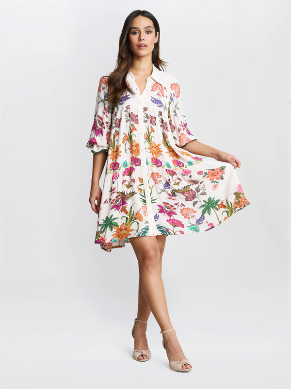 Gina Bacconi Mia Short Floral Shirt Dress