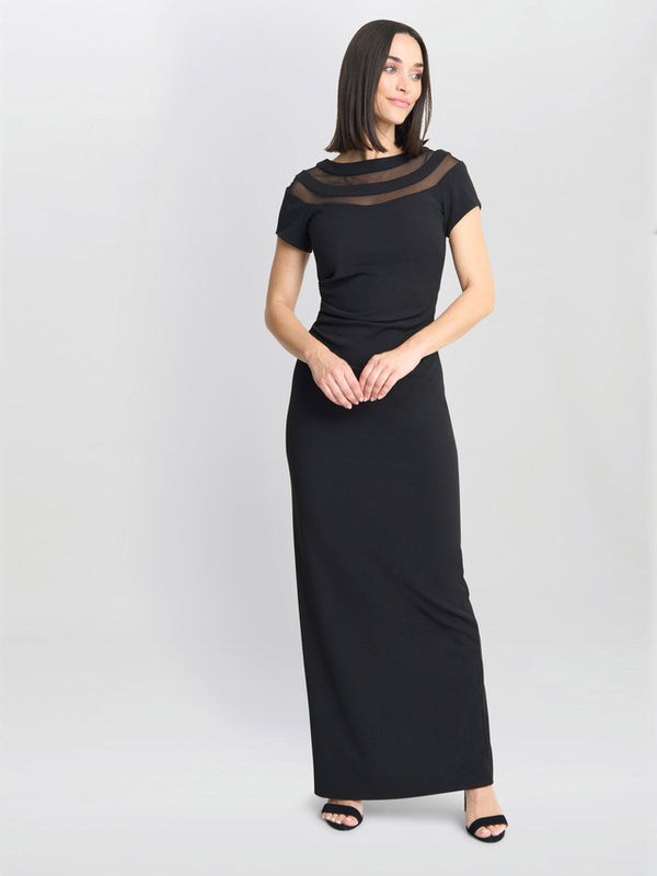 gina bacconi Michelle illusion maxi dress
