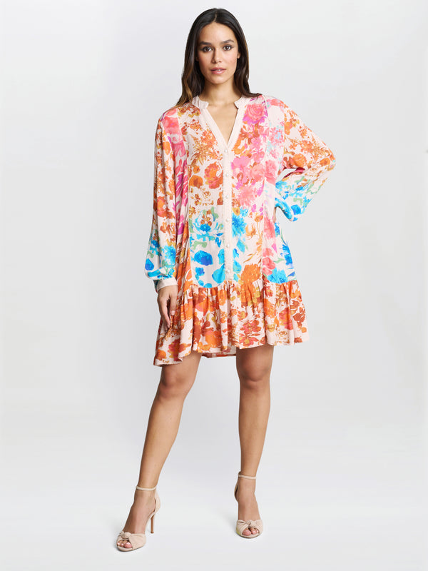 Gina Bacconi Millie Short Floral Shirt Dress