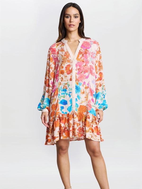 gina bacconi Millie short floral shirt dress