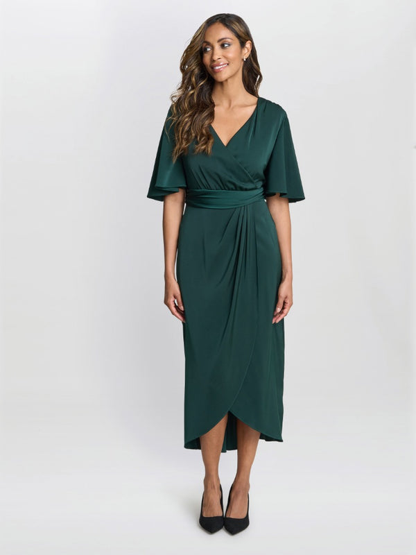 gina bacconi Misha v neck midi dress