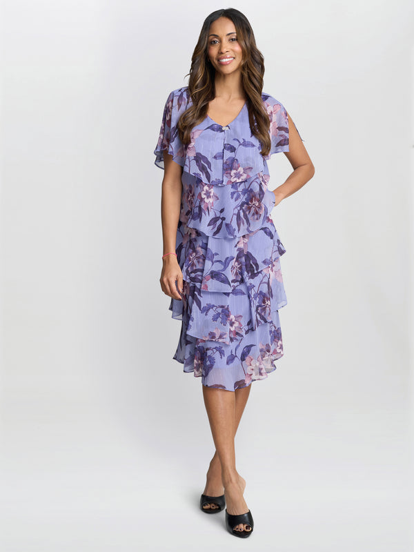 gina bacconi Mollie chiffon dress with beaded edge