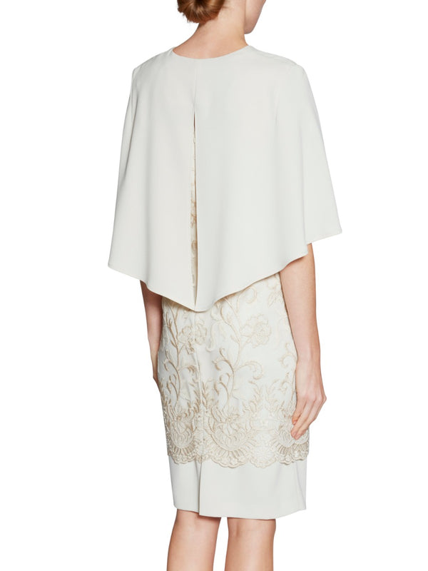 Gina Bacconi Moss Crepe Cape BUTTER CREAM