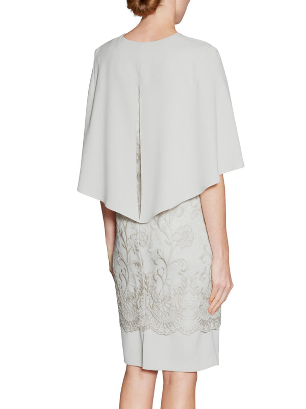 Gina Bacconi Moss Crepe Cape SILVER MIST