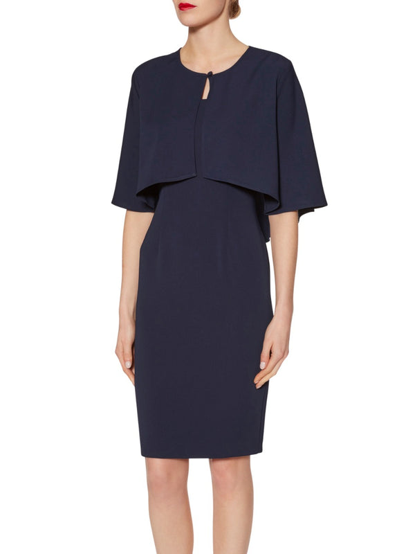 Gina Bacconi Moss Crepe Cape SPRING NAVY
