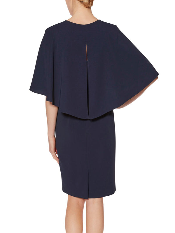 Gina Bacconi Moss Crepe Cape SPRING NAVY