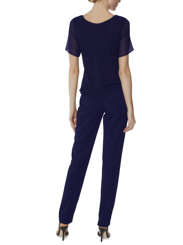 Gina Bacconi Moss Crepe Trouser With Hem Split