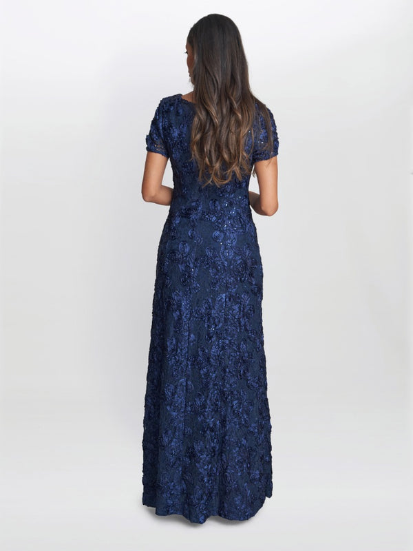 Gina Bacconi Nancy Gown With Rosette Sequin Detail