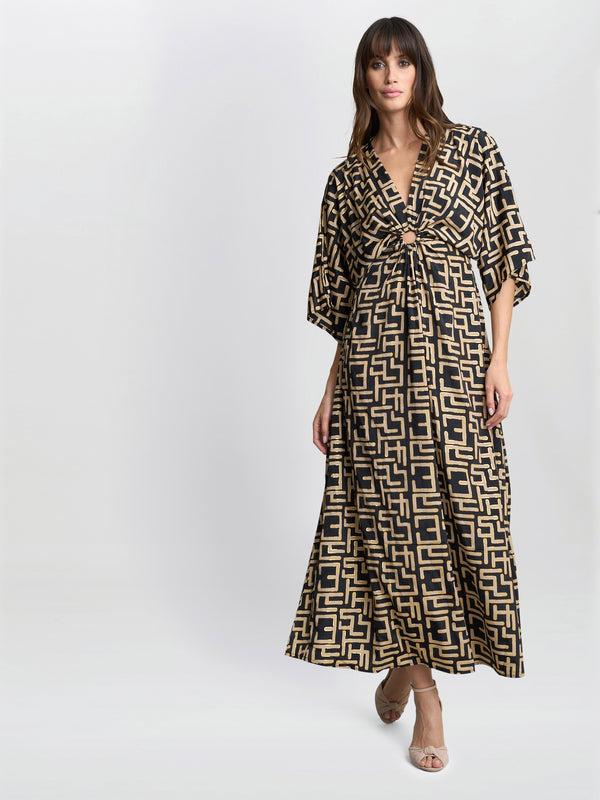 gina bacconi Nevaeh stripe maxi dress