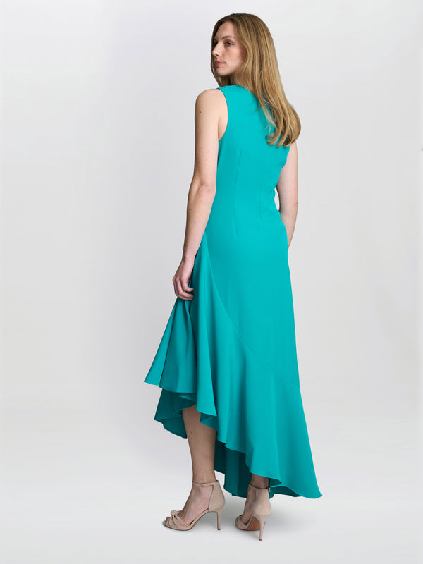 Gina Bacconi Paige Asymmetric Frill Hem Dress