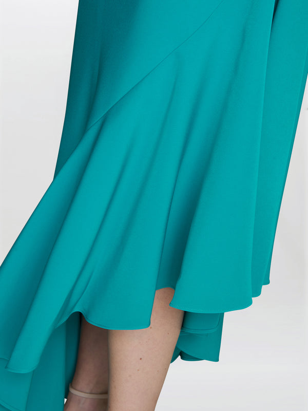 Gina Bacconi Paige Asymmetric Frill Hem Dress