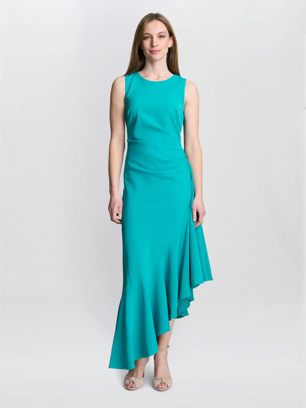 Gina Bacconi Paige Asymmetric Frill Hem Dress