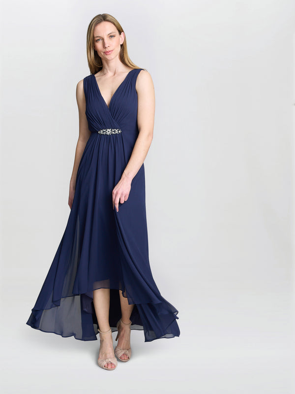 gina bacconi Pandora wrap effect hi-lo dress