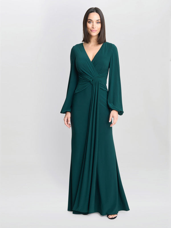 Gina Bacconi Petra Jersey Knot Front Maxi Dress