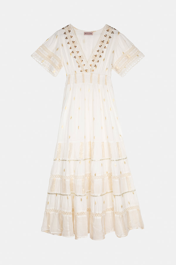 Gina Bacconi Piti Cuiti Martinica White Maxi Dress