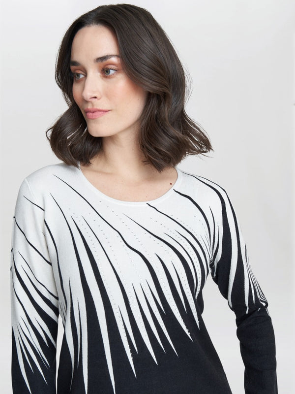 Gina Bacconi Pria Abstract Print Diamante Jumper