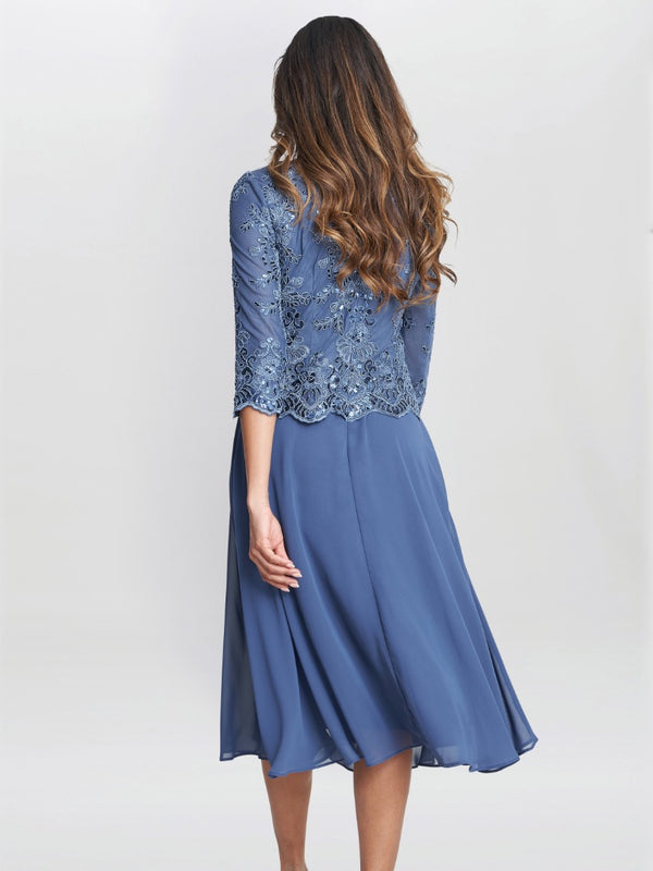 Gina Bacconi Priscilla Embroidered Midi Dress