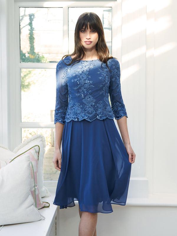 Gina Bacconi Priscilla Embroidered Midi Dress