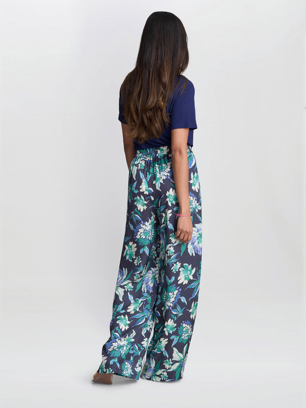 Gina Bacconi Quinn Satin Pull On Wide Leg Trouser