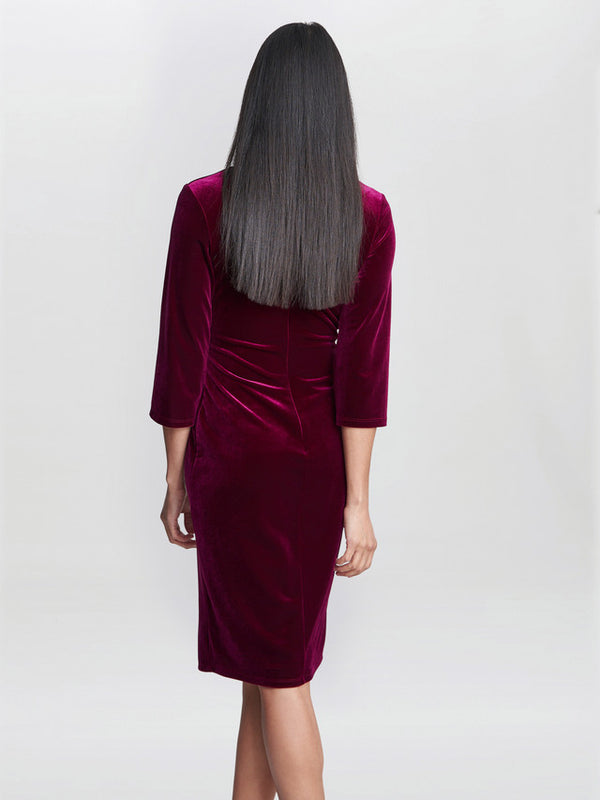 Gina Bacconi Rachael Velvet Dress With Gold Trim