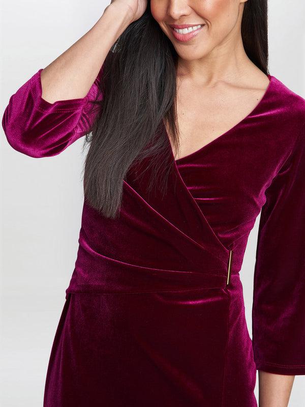 Gina Bacconi Rachael Velvet Dress With Gold Trim