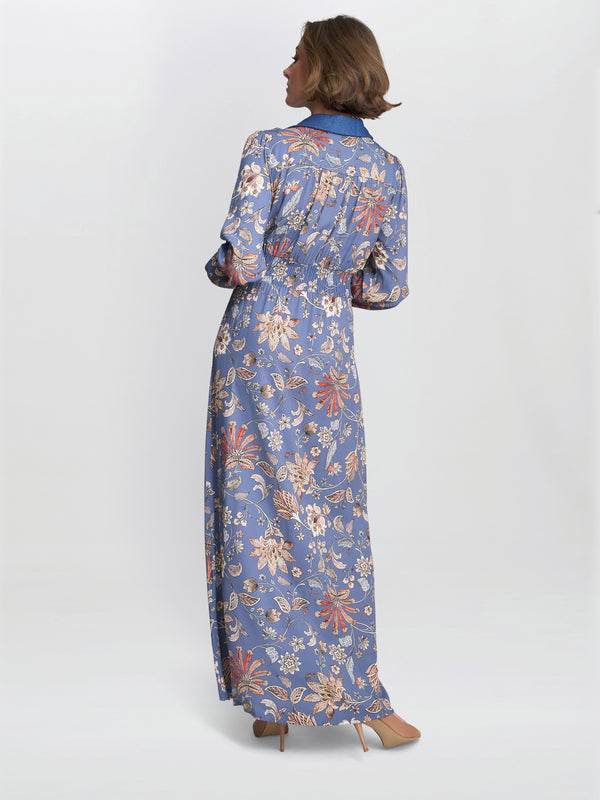 Gina Bacconi Regina Waisted Chambray Detail Dress