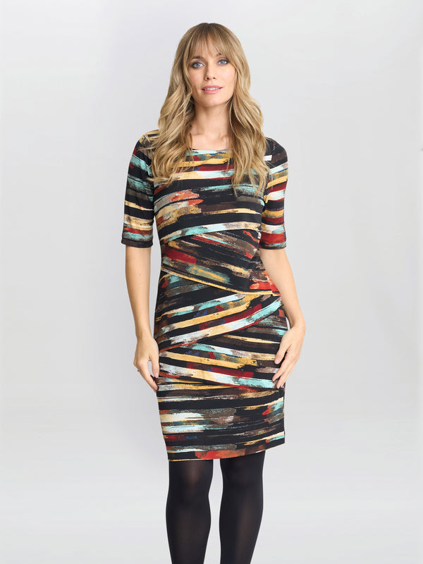 gina bacconi Rene stripe print layered dress