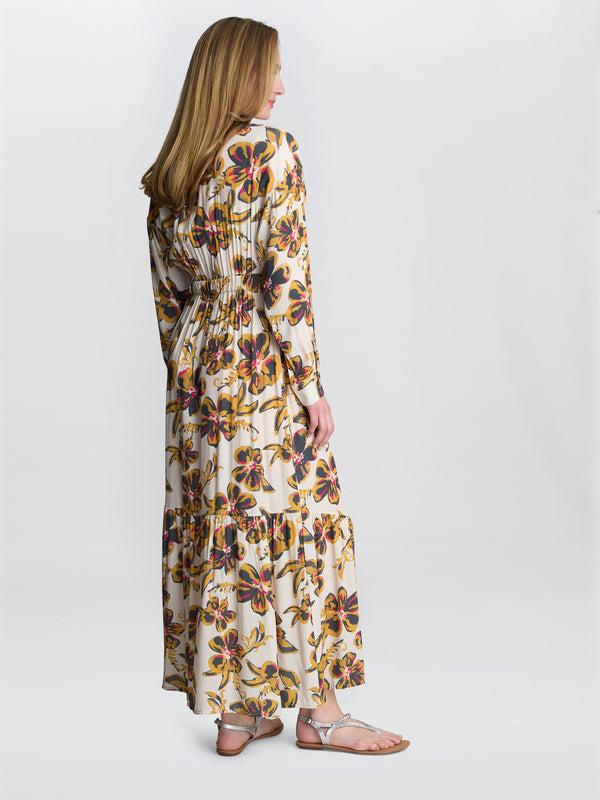 Gina Bacconi Rosalee Belted Dress Beige Cream