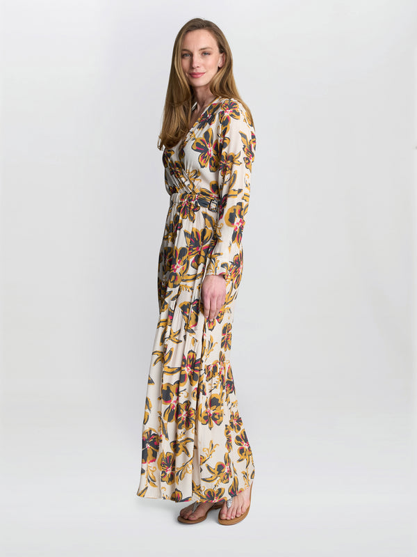 Gina Bacconi Rosalee Belted Dress Beige Cream