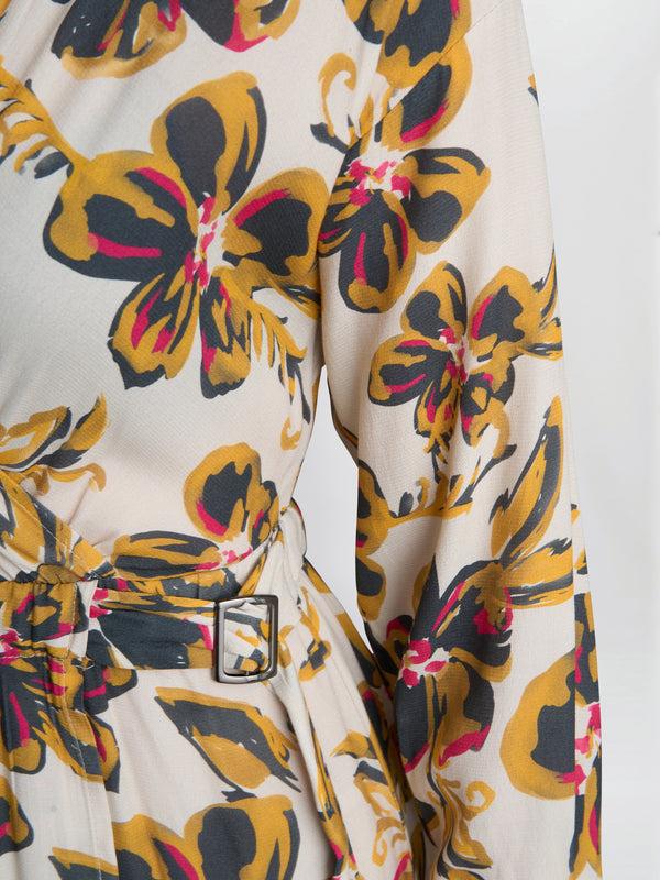 Gina Bacconi Rosalee Belted Dress Beige Cream