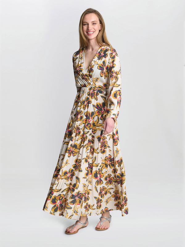 gina bacconi Rosalee belted dress Beige Cream