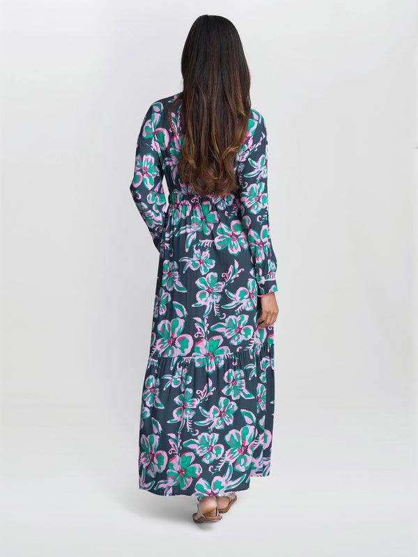 Gina Bacconi Rosalee Belted Dress Black / Pink