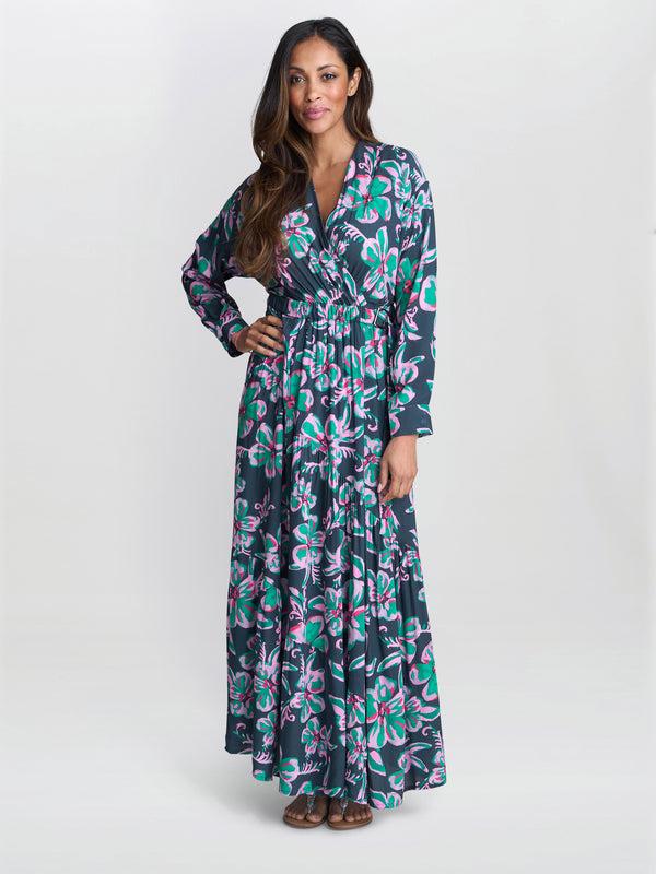 Gina Bacconi Rosalee Belted Dress Black / Pink