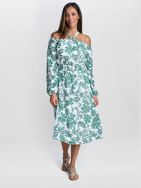 Gina Bacconi Ryan Off Shoulder Midi Dress