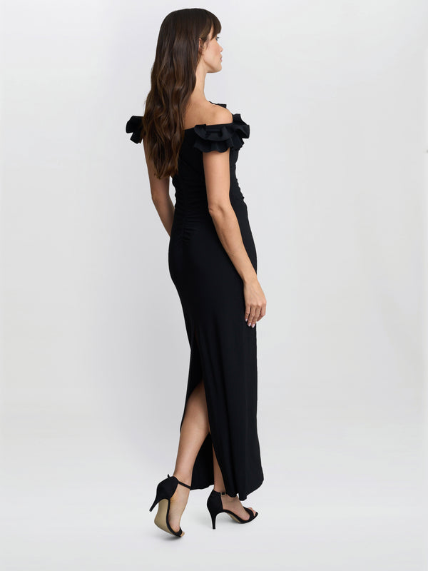 Gina Bacconi Sabrina Jersey Ruffle Neck Maxi Dress