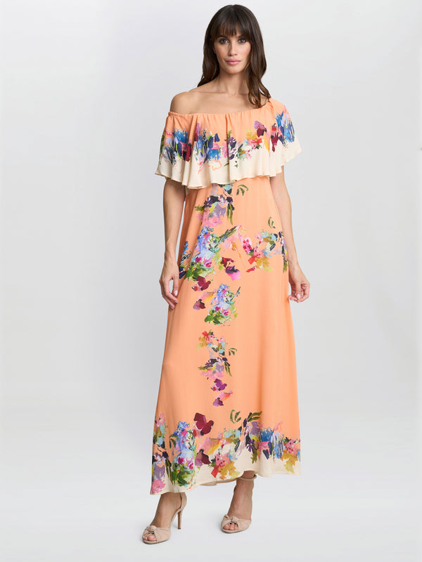 Gina Bacconi Samantha Off The Shoulder Frill Dress