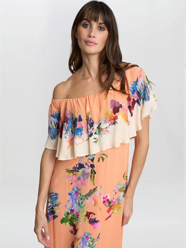 gina bacconi Samantha off the shoulder frill dress