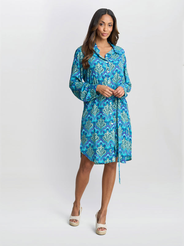Gina Bacconi Sarina Blue Shirt Dress