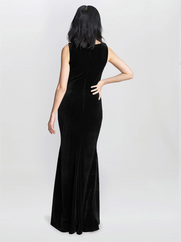 Gina Bacconi Selena Velvet Maxi Dress Black
