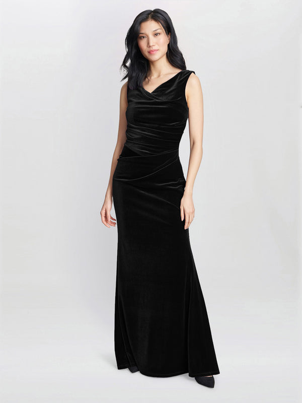 Gina Bacconi Selena Velvet Maxi Dress Black