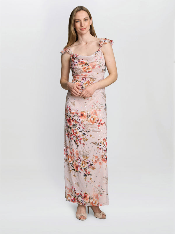 Gina Bacconi Serenity Floral Chiffon Maxi Dress
