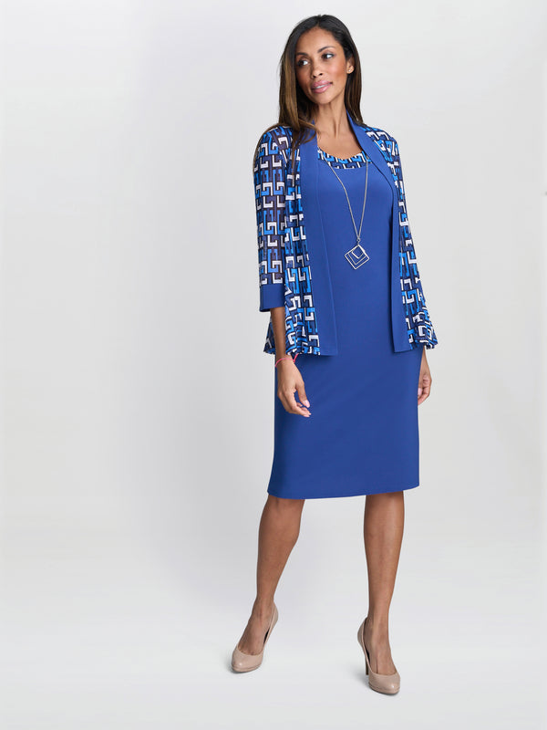 gina bacconi Sofia print dress and jacket