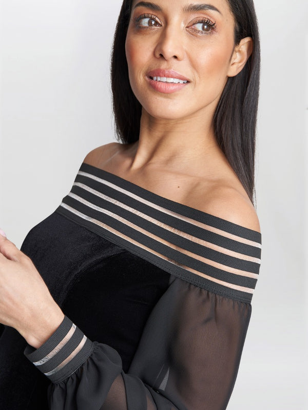 Gina Bacconi Taylor Velvet Off The Shoulder Dress