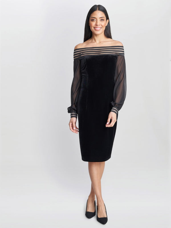 Gina Bacconi Taylor Velvet Off The Shoulder Dress
