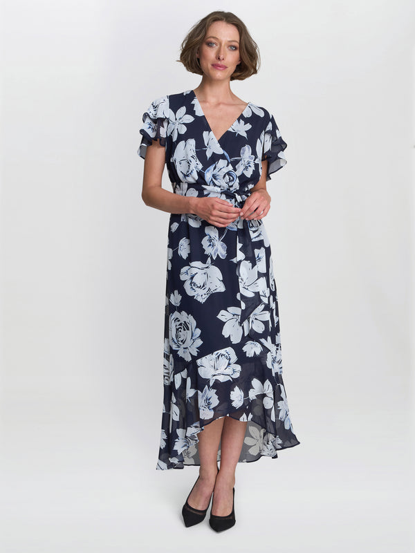 gina bacconi Teresa floral chiffon dress