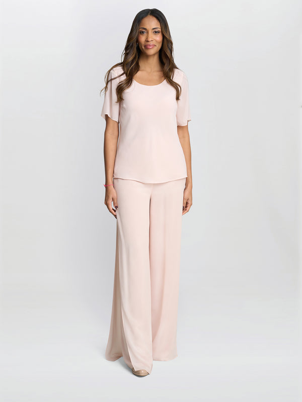 Gina Bacconi Triple Layer Chiffon Top ANTIQUE ROSE