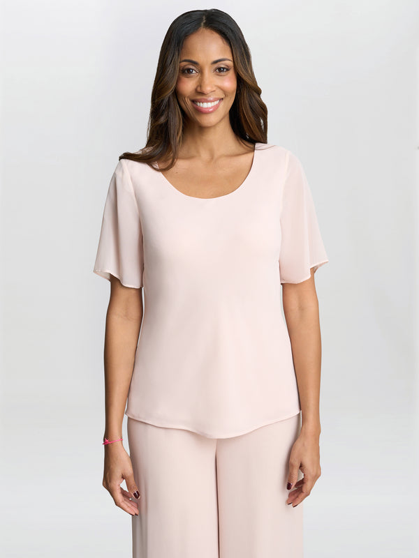 gina bacconi Triple layer chiffon top ANTIQUE ROSE