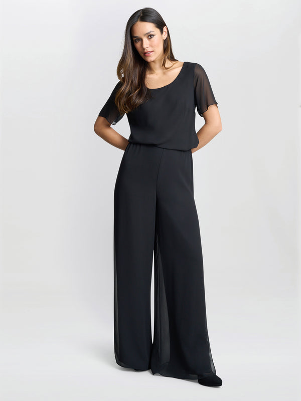 Gina Bacconi Triple Layer Chiffon Top Black
